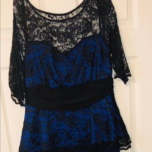 Royal blue evening lace dress plus size
